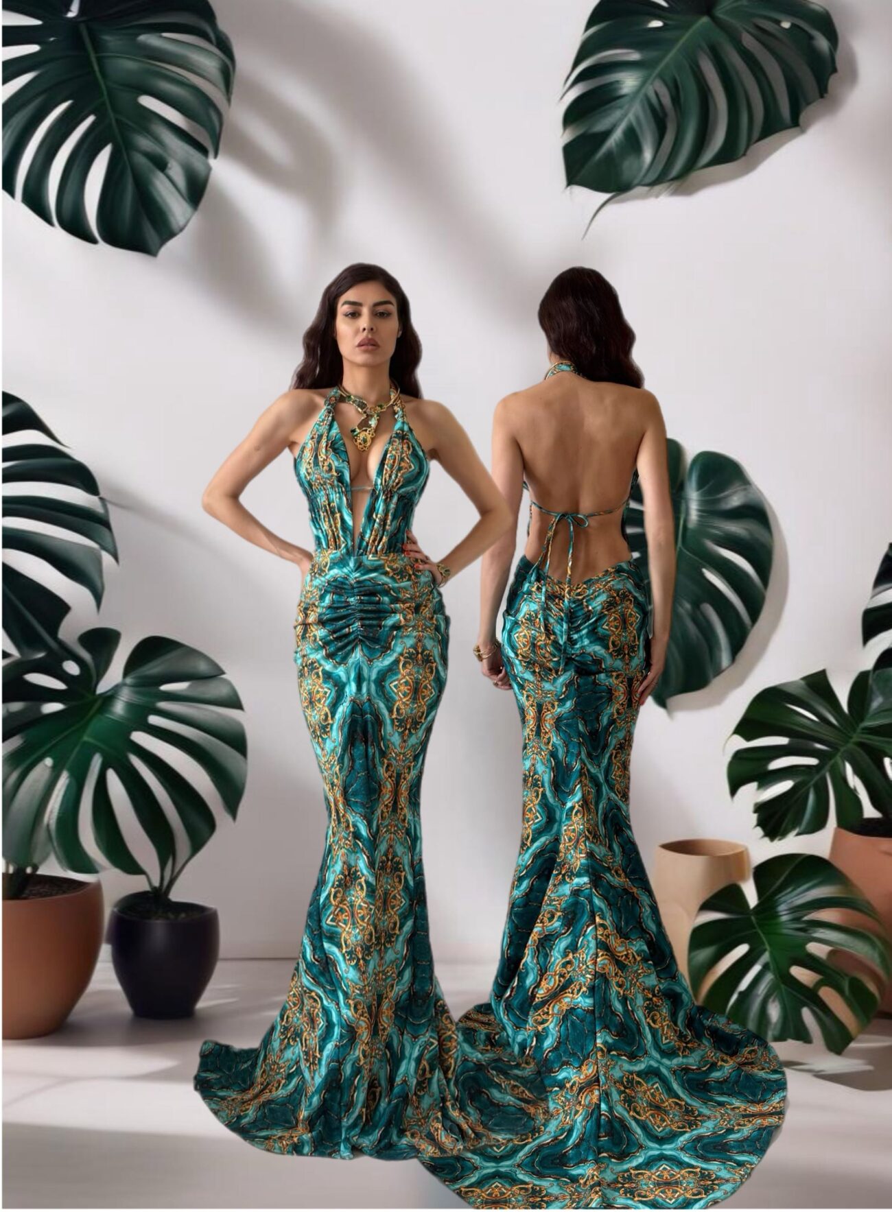 Dorothea Dress in Tirquise Glam Print