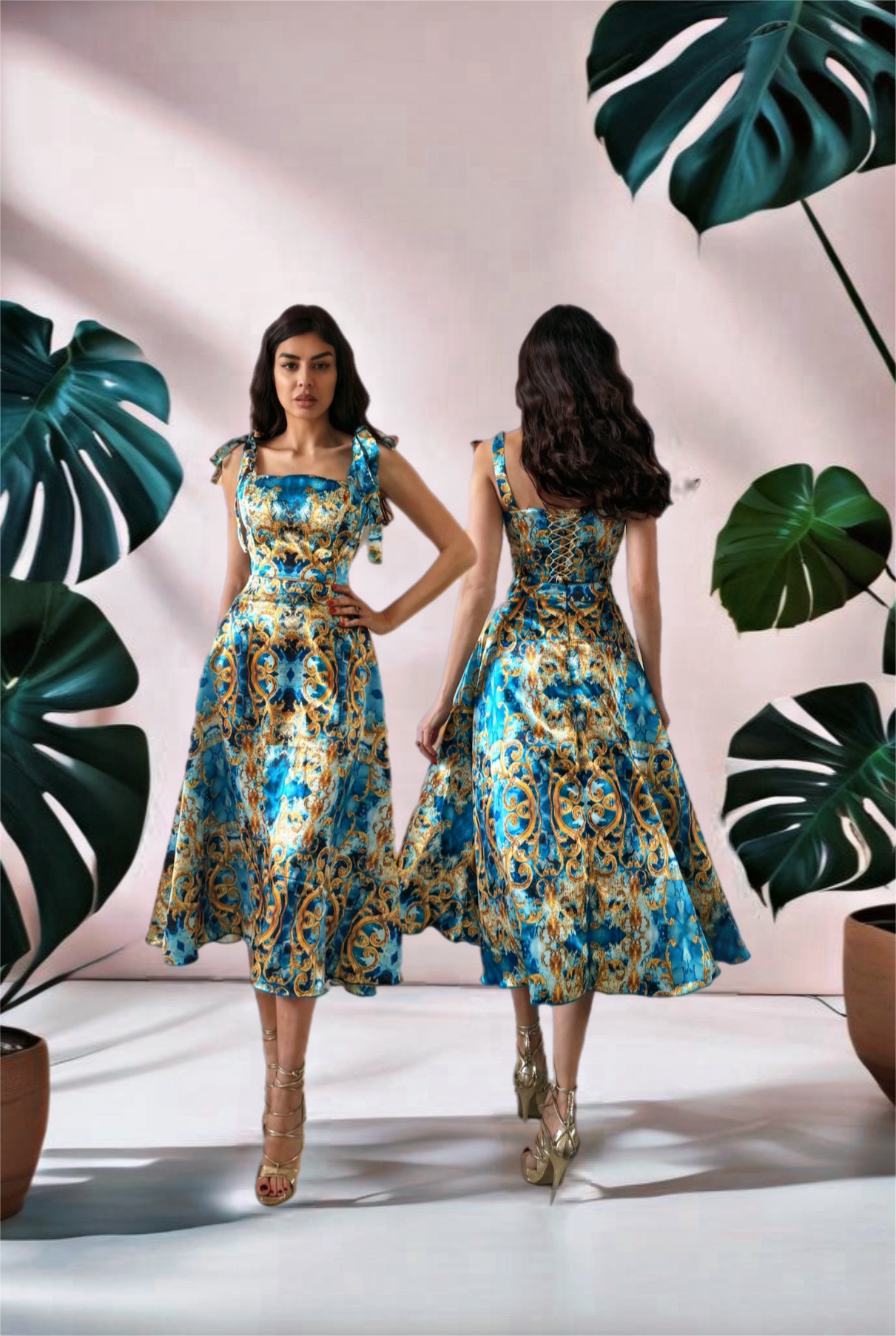 Duchess Mindy Skirt Set in sky glam print