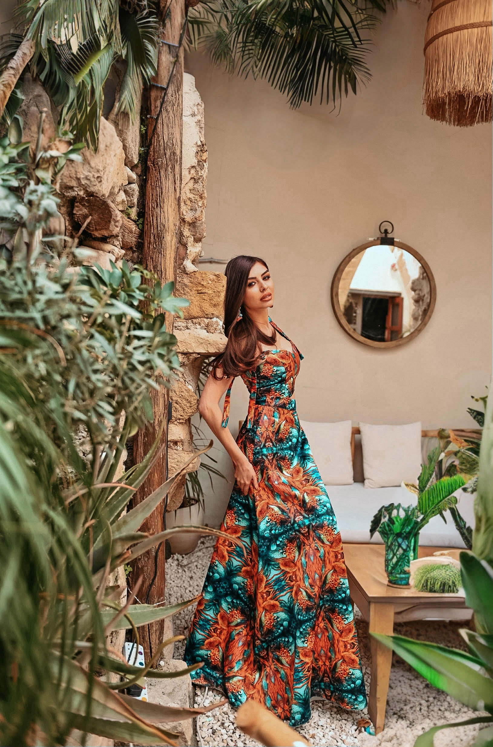 Duchless maxi set in ocean orange print