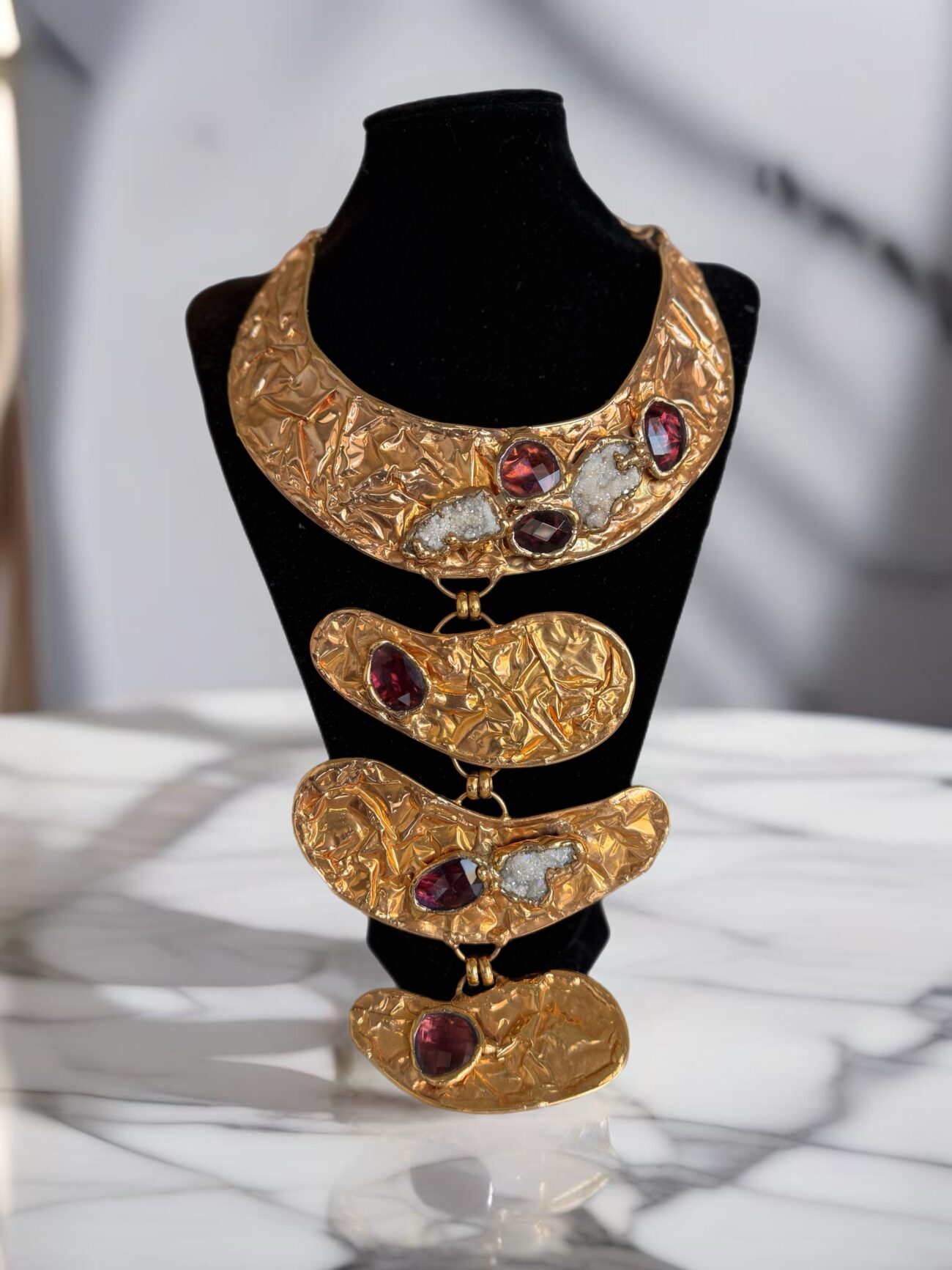Gold plated necklace with semi precious stones