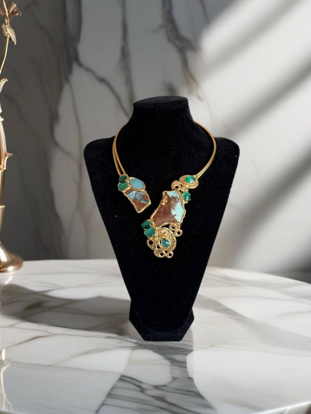Gold plated Necklace with semi precious stones