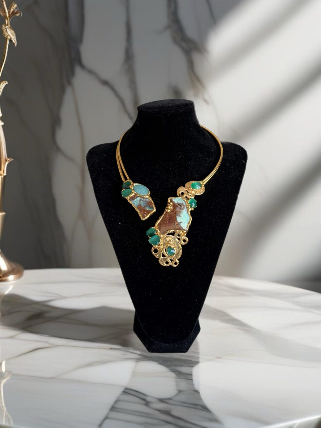 Gold plated Necklace with semi precious stones