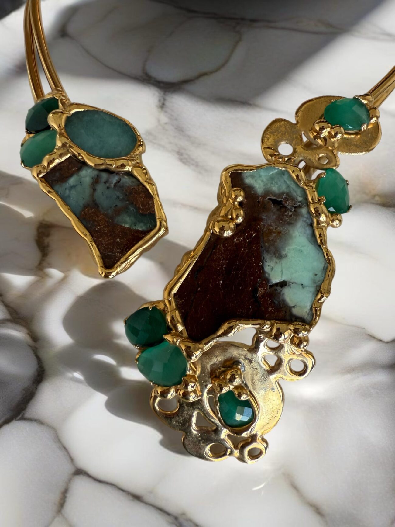 Gold plated Necklace with semi precious stones - Image 2