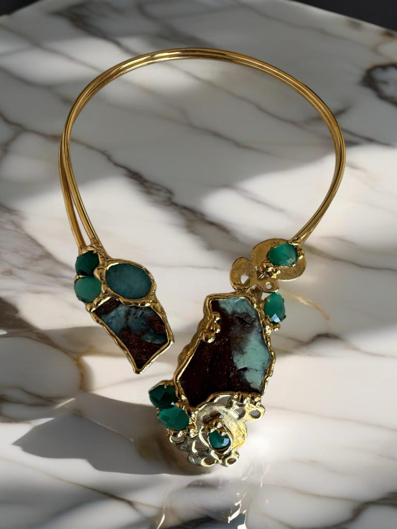 Gold plated Necklace with semi precious stones - Image 3
