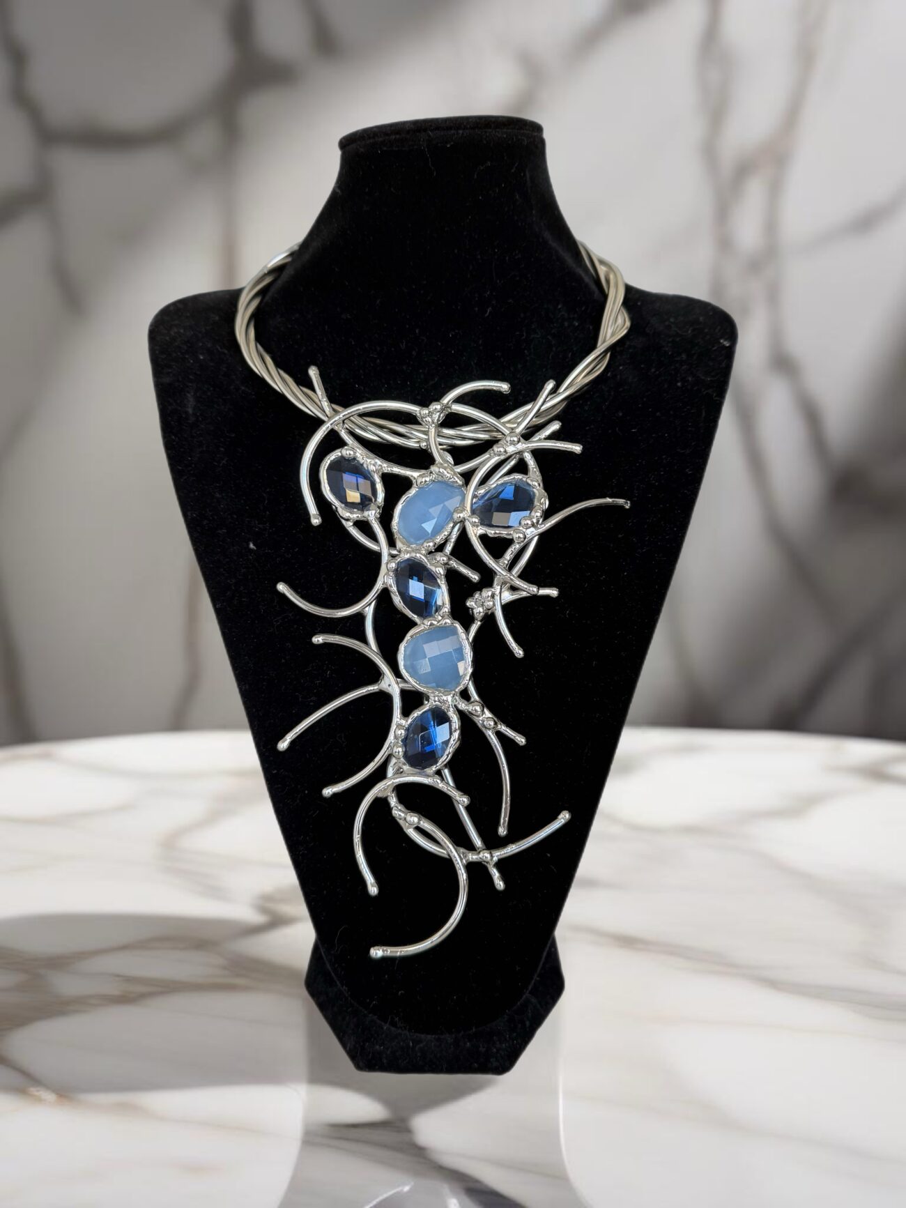 Silver Plated Necklace with semi precious stones