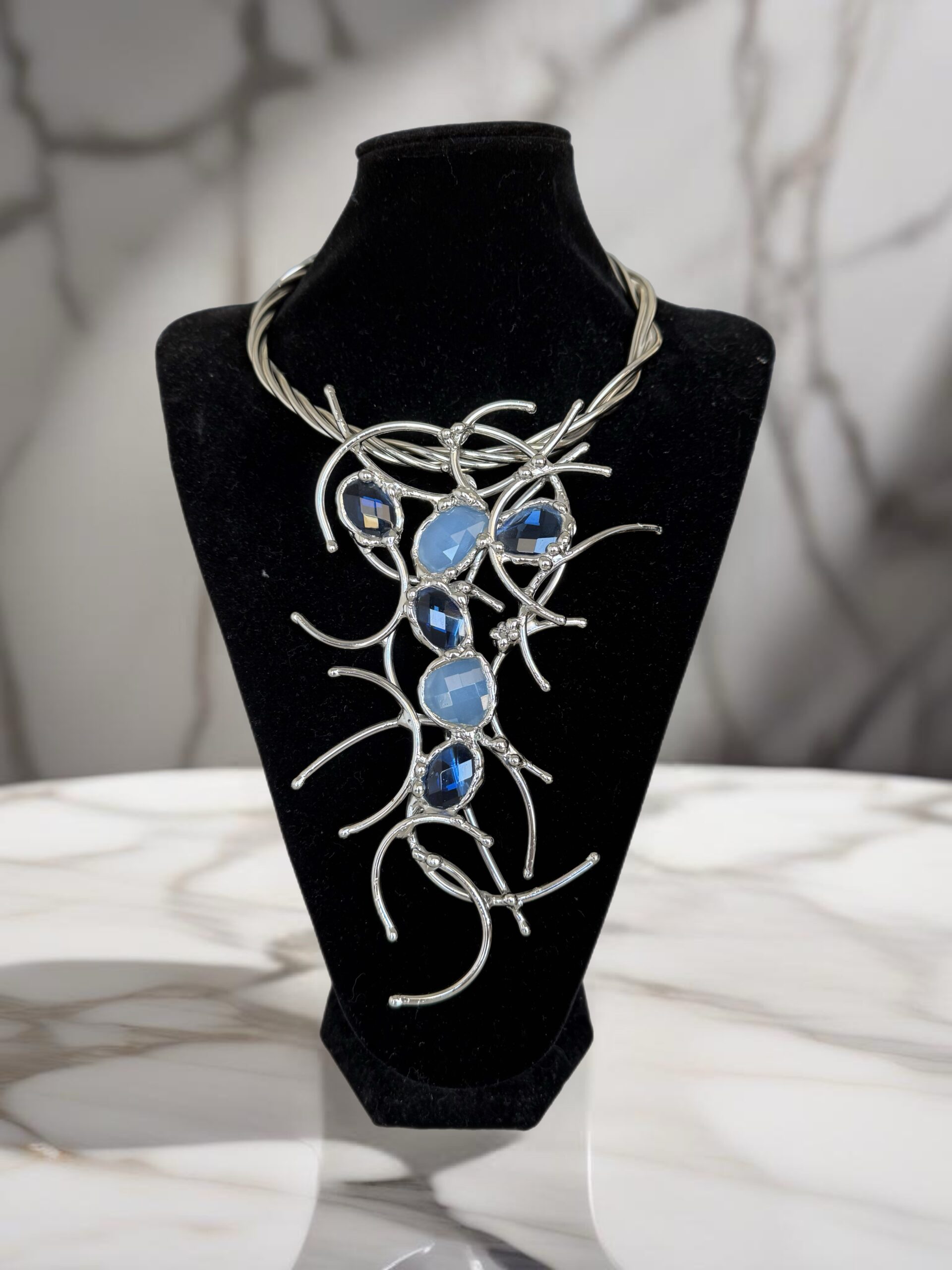 Silver Plated Necklace with semi precious stones
