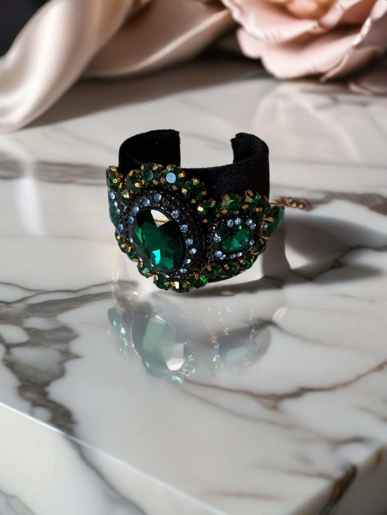Velvet Bracelet With Crystals - Image 2