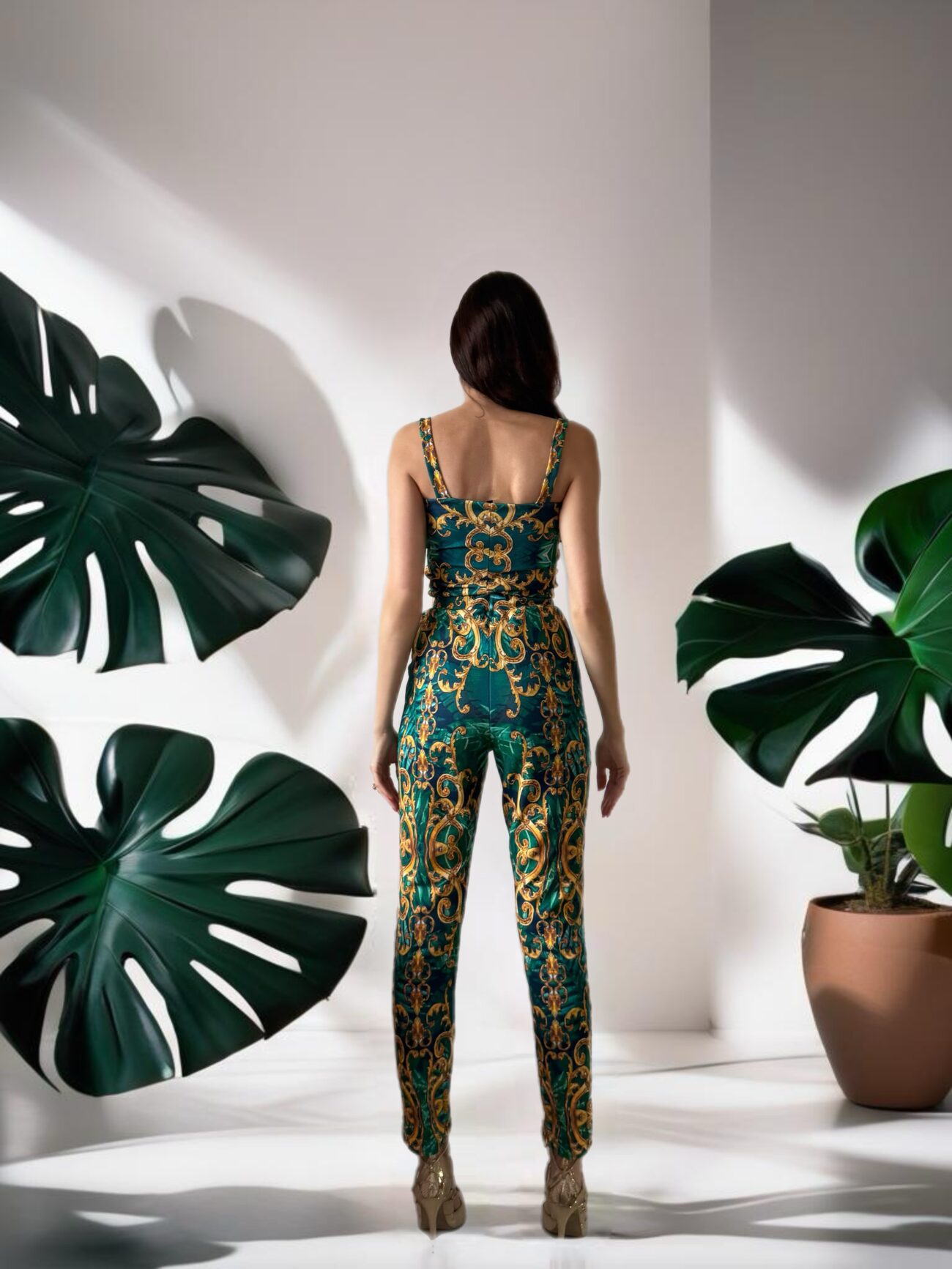 Fiji Long Pants in Green Glam Print - Image 2