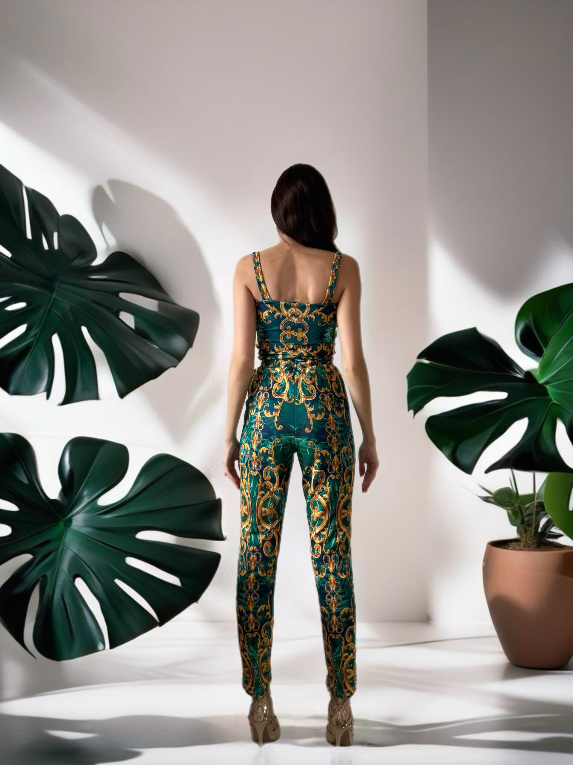 Fiji Long Pants in Green Glam Print - Image 2