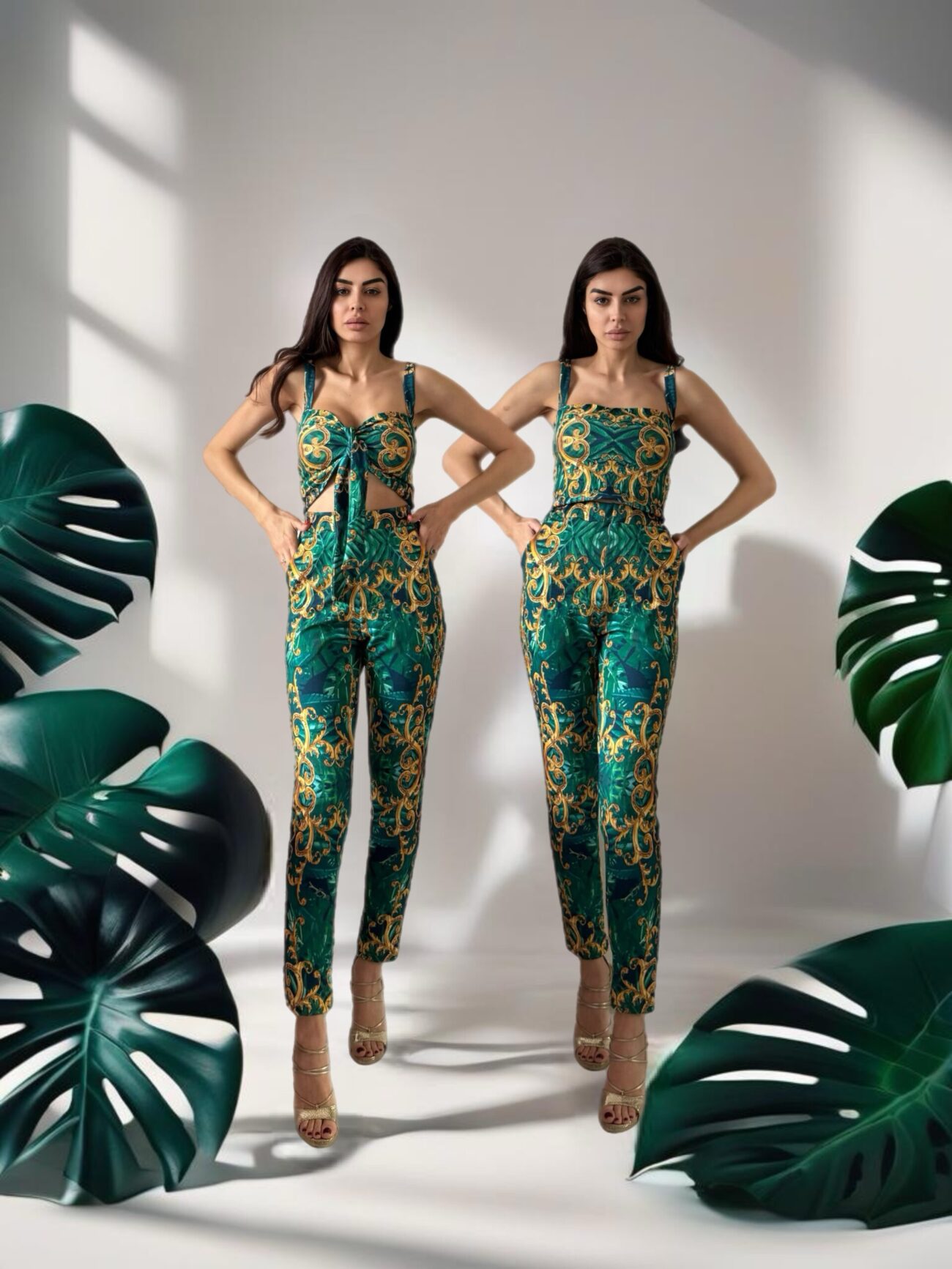 Fiji Long Pants in Green Glam Print