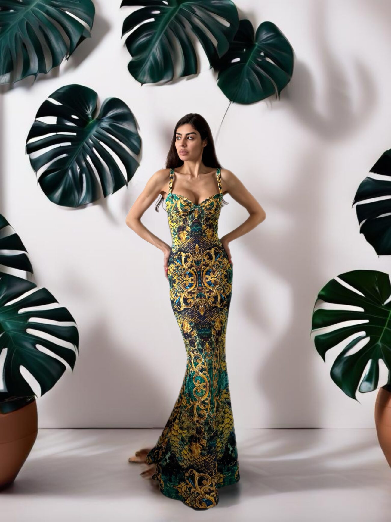 Eranna long dress in glam print