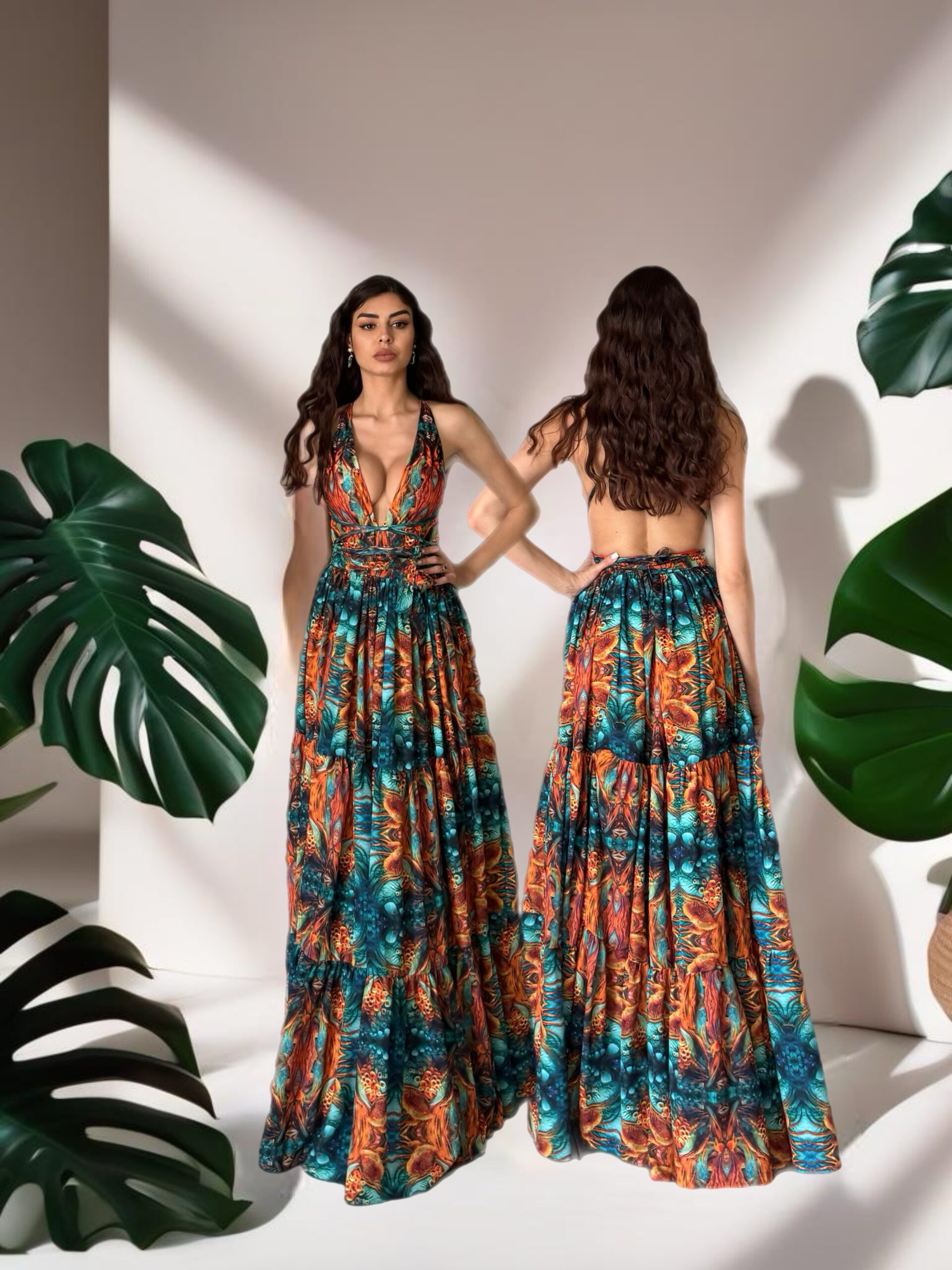 Maldives Ruffled Skirt in Ocean Orange Print