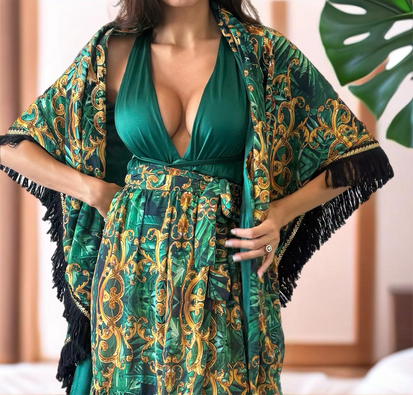 One Size Kaftan in Tropical Gram Print. - Image 3