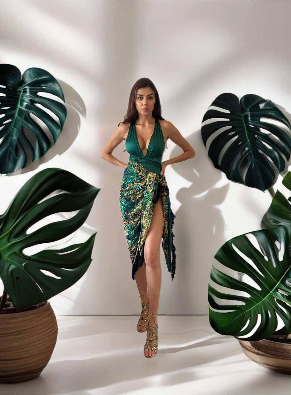 One Size Kaftan in Tropical Gram Print.