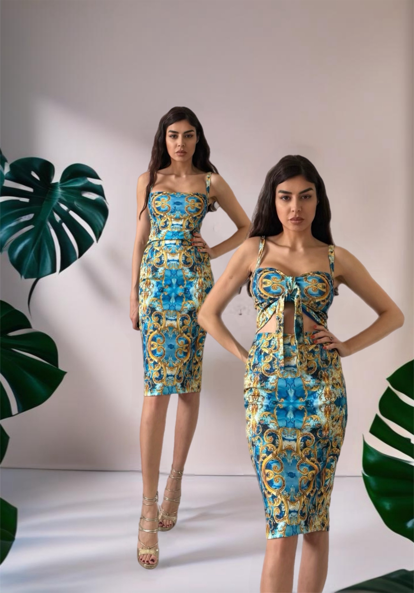 Rosita Set in Sky glam print.