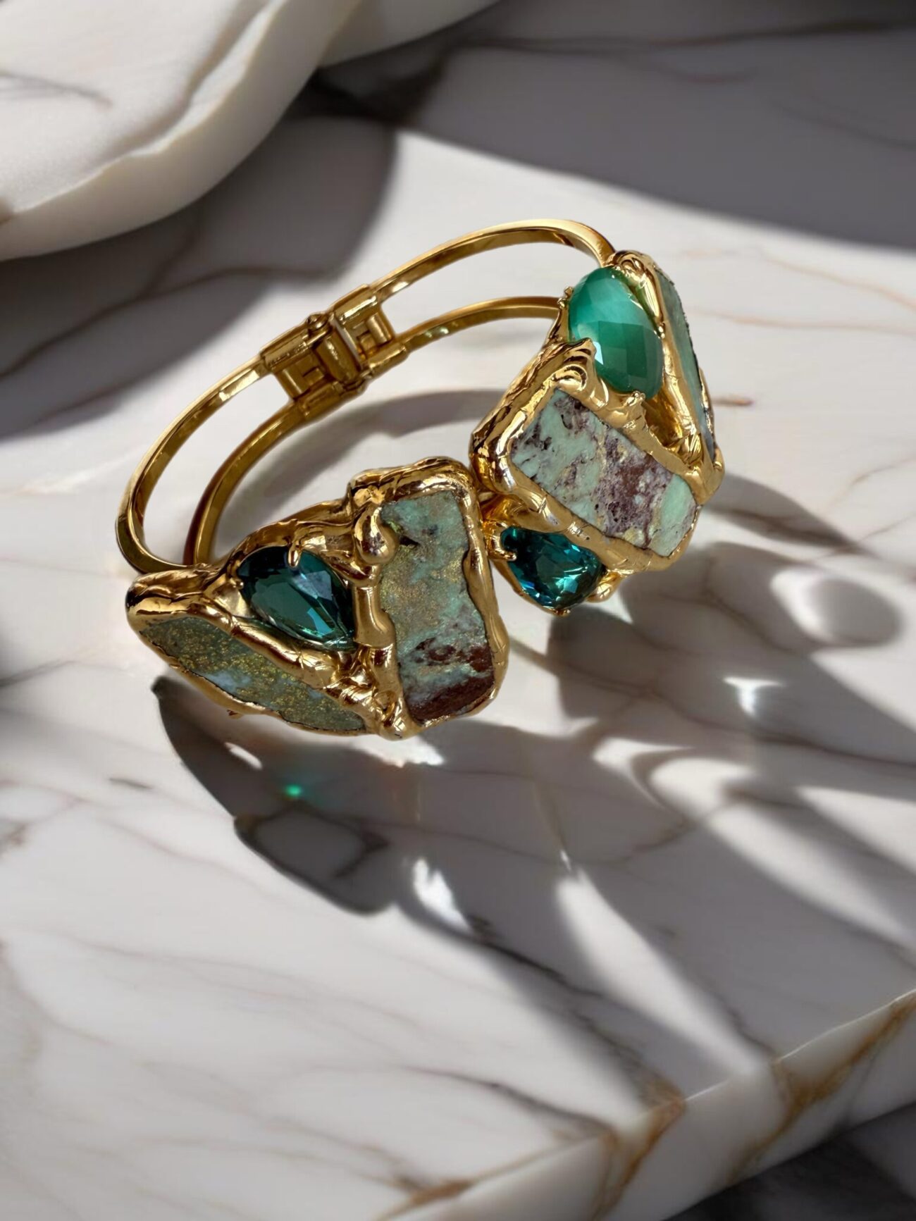 Gold plated bracelet with semi precious stones