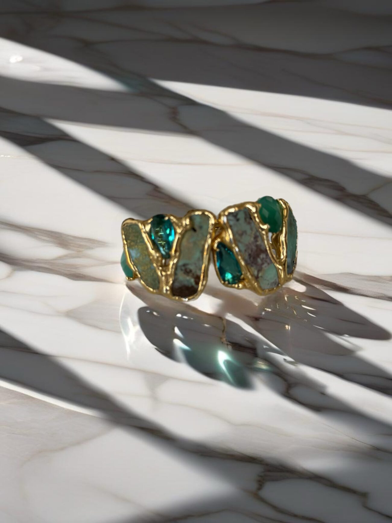 Gold plated bracelet with semi precious stones - Image 2